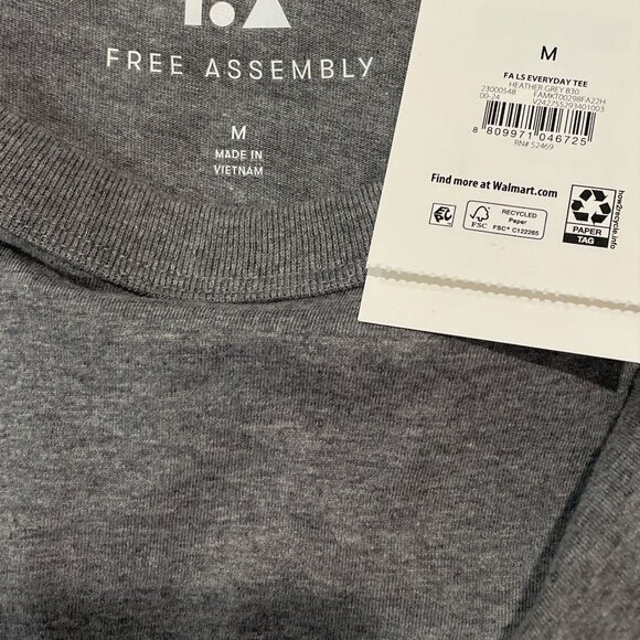 Men's Fals Everyday Tee,Free Assembly, M, Heather Gray, NWT - Picture 5 of 5
